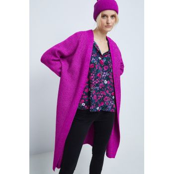 Medicine cardigan din amestec de lana femei, culoarea violet,