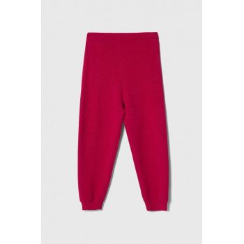 United Colors of Benetton pantaloni de trening pentru copii culoarea violet, neted