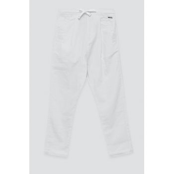 Birba&Trybeyond pantaloni cu amestec de in pentru copii culoarea alb, neted