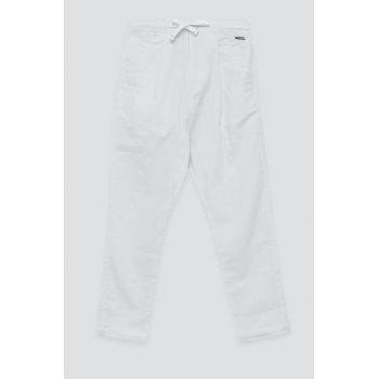 Birba&Trybeyond pantaloni cu amestec de in pentru copii culoarea alb, neted Birba&Trybeyond pantaloni cu amestec de in pentru copii culoarea alb, neted