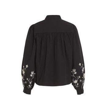 Camasa din amestec de bumbac cu broderie florala