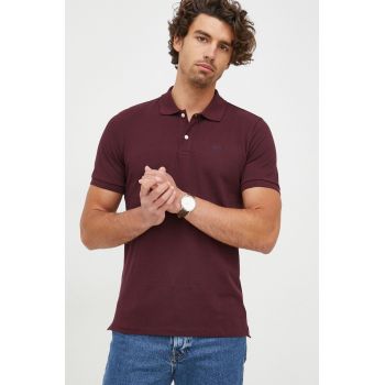 GAP tricou polo barbati, culoarea bordo, neted