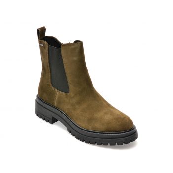 Ghete GEOX kaki, D26D0A, din piele intoarsa