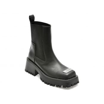 Ghete Steve Madden negre, SHARPEN, din piele naturala