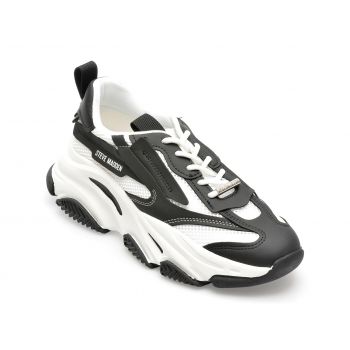 Pantofi Steve Madden alb-negru, POSSESE, din piele ecologica