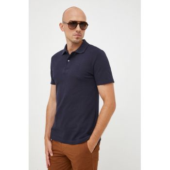 Trussardi polo de bumbac culoarea albastru marin, neted