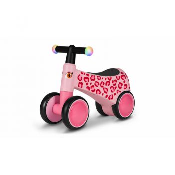 Ride-On pentru copii fara pedale Lionelo Sammy 12-36 luni roz, roti din spuma Eva, ghidon iluminat, greutate maxima admisa 25 kg