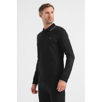 Bluza polo slim fit din material pique