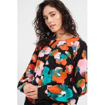Bluza vaporoasa cu imprimeu floral ieftina