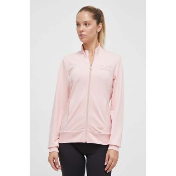 EA7 Emporio Armani bluza femei, culoarea roz, cu imprimeu de firma original