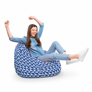 Fotoliu Puf Bean Bag tip Para XL Geometric Sea Blue