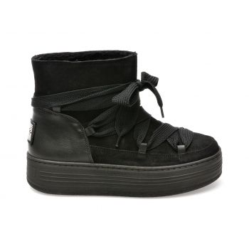 Ghete Steve Madden negre, HADDY, din piele intoarsa