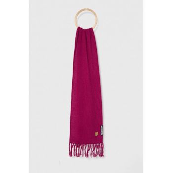 Moschino esarfa de lana culoarea violet, neted de firma original