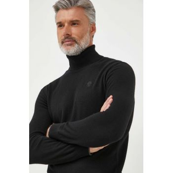 North Sails pulover din amestec de lana barbati, culoarea negru, light, cu guler ieftin