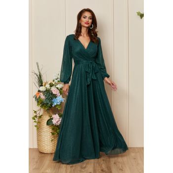 Rochie de ocazie din voal cu glitter Ophelia Verde