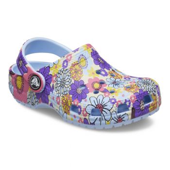 Saboti Crocs Toddler Classic Retro Floral Clog Albastru - Blue Calcite/Multi ieftini