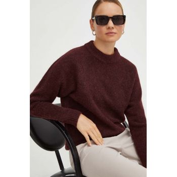 Tiger Of Sweden pulover de lana femei, culoarea bordo, light