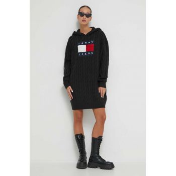 Tommy Jeans rochie culoarea negru, mini, oversize