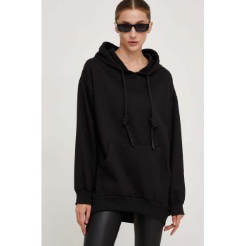 Answear Lab bluza femei, culoarea negru, cu glugă, neted