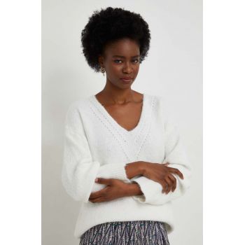 Answear Lab pulover de lana culoarea alb, călduros