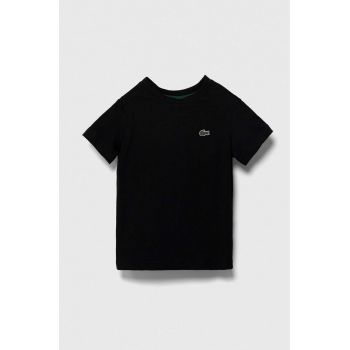 Lacoste tricou de bumbac pentru copii culoarea negru, neted