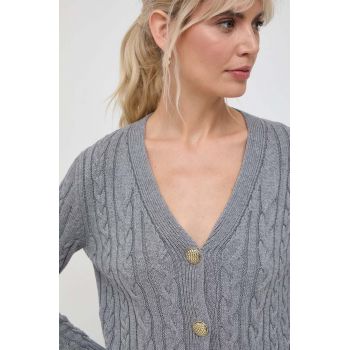 Marella cardigan din amestec de lana culoarea gri, light