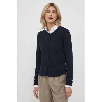 Sisley cardigan din amestec de lana culoarea albastru marin, light