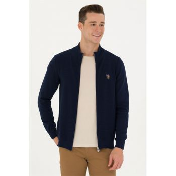 Cardigan cu fermoar si logo