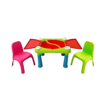 Set masuta cu 2 scaunele cu spatar multicolor ieftina