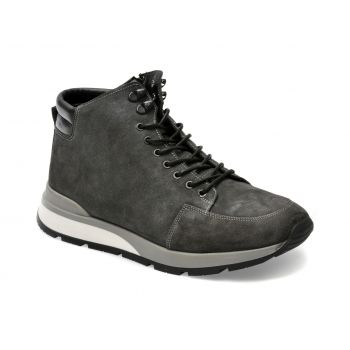 Ghete GRYXX gri, KL2505, din piele intoarsa