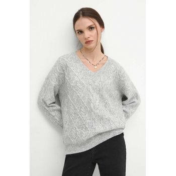 Medicine pulover din amestec de lana femei, culoarea gri ieftin