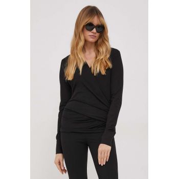 Sisley bluza femei, culoarea negru, neted