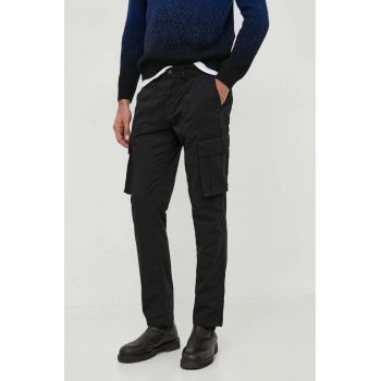 Sisley pantaloni barbati, culoarea negru, cu fason cargo