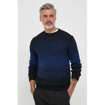 Sisley pulover din amestec de lana barbati, culoarea albastru marin de firma original