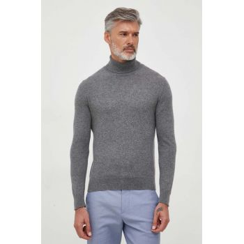 United Colors of Benetton pulover de casmir culoarea gri, light, cu guler de firma original