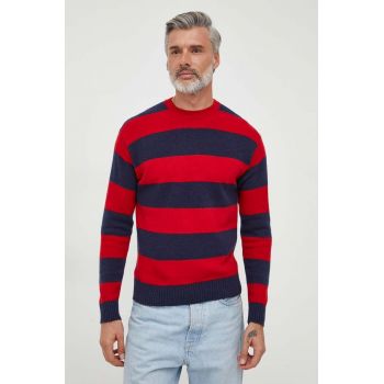 United Colors of Benetton pulover de lana barbati, culoarea rosu, light de firma original