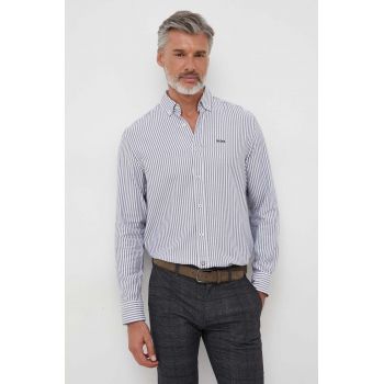 BOSS camasa din bumbac barbati, culoarea albastru marin, cu guler button-down, regular