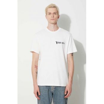 KSUBI tricou din bumbac bărbați, culoarea alb, cu imprimeu