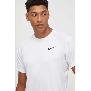 Nike tricou de antrenament culoarea alb, neted