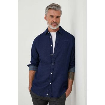 Pepe Jeans camasa din bumbac barbati, culoarea albastru marin, cu guler clasic, regular de firma originala