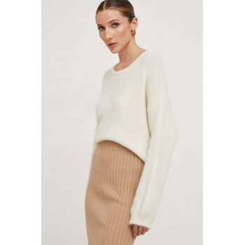 Answear Lab pulover de lana femei, culoarea alb