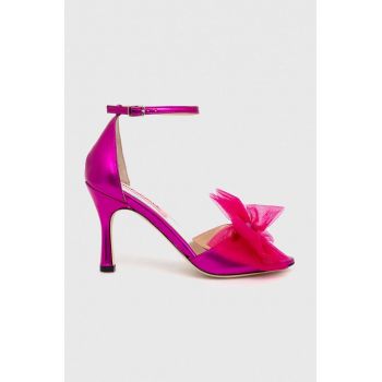 Custommade sandale de piele Ashley Metallic Bow culoarea roz, 999624046 de firma originale