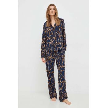 Dkny pijama femei, culoarea albastru marin