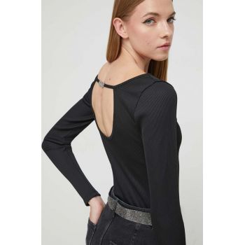 HUGO longsleeve femei, culoarea negru