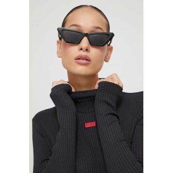 HUGO longsleeve femei, culoarea negru, cu turtleneck