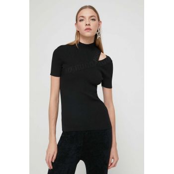 HUGO tricou femei, culoarea negru, cu turtleneck