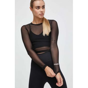 Hummel longsleeve Fierce femei, culoarea negru