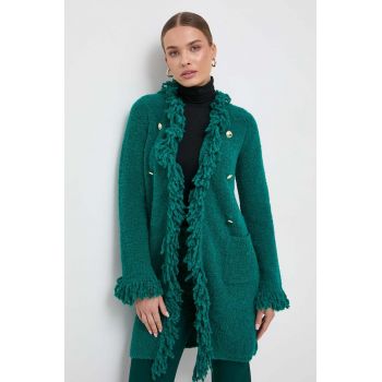 Marella palton din lana culoarea verde, de tranzitie, desfacut