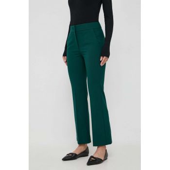 Marella pantaloni femei, culoarea verde, lat, high waist