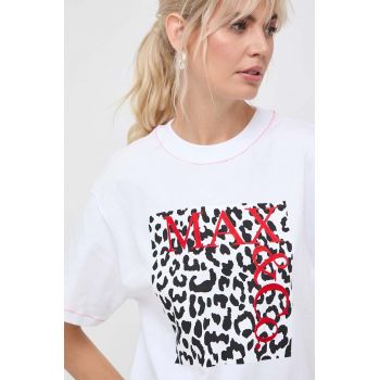 MAX&Co. tricou din bumbac femei, culoarea alb